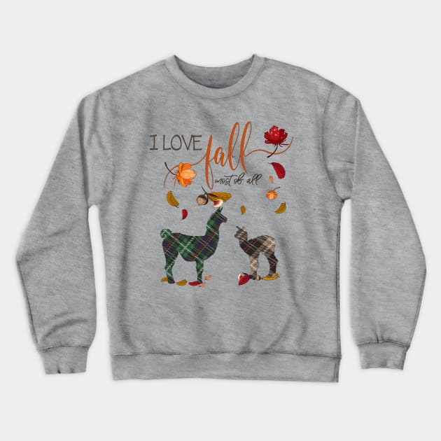Llama Lovers - I Love Fall Most of All Crewneck Sweatshirt by IconicTee